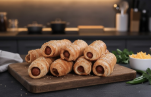 Hosté za dveřmi a vy nemáte nic na stůl? Připravte si párky obalené v listovém těstíčku a slanině! Párečky ve slanině a listovém těstě se sýrem: Rychlý slaný předkrm na oslavu i večírek