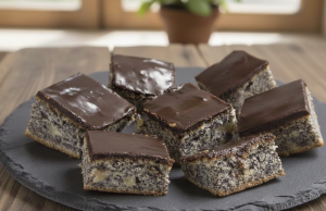 Ideální dezert k odpolední kávě: Nadýchaný makový zákusek s jablky! Jablečno-makový zákusek se zakysanou smetanou a čokoládovou polevou