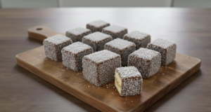 Vyzkoušejte tyto domácí kokosové kostky podle tohoto jednoduchého receptu! Kokosové kostky máčené v kakaovém přelivu: Vláčný moučník ke kávě