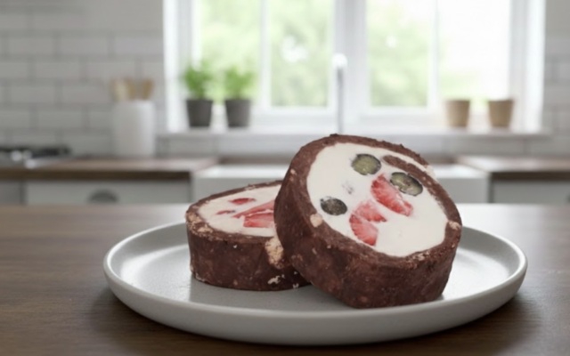 Nepečená smetanová roláda s jahodami a borůvkami: Rychlý dezert bez trouby