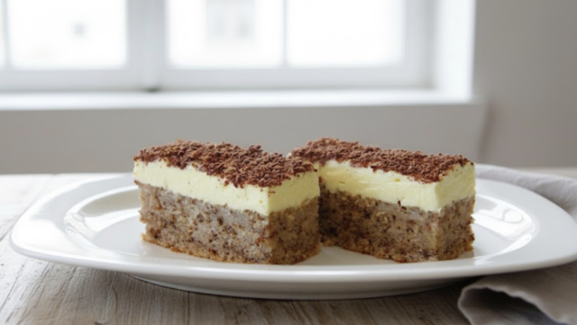 Luxusní ořechové kostky s vanilkovým krémem: Nadýchaný dezert na plech