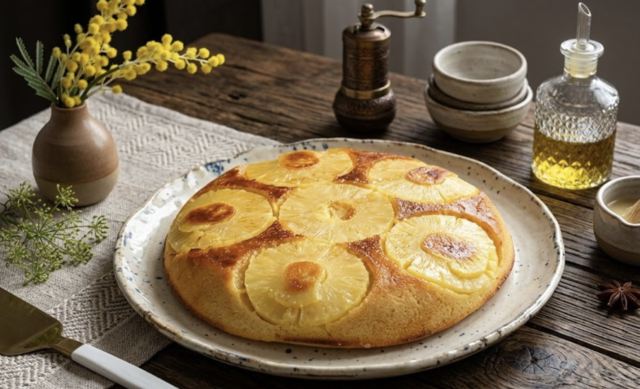 Ananasový koláč na pánvi: rychlý dezert z pár surovin bez trouby Ananasový koláč na pánvi: rychlý dezert z pár surovin bez trouby