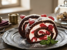 Oblíbená malinová roláda s nadýchaným krémem – Chutná skvěle! Nepečená roláda s malinami a šlehačkovým krémem: rychlý dezert z Bebe sušenek