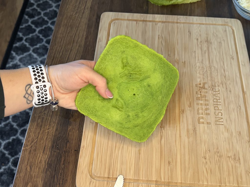 Špenátový sendvič z mikrovlnné trouby