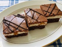 Meruňkový zákusek s jogurtovým krémem, kakaovým korpusem a čokoládovou polevou