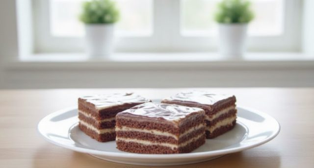 Zákusek Den a noc – luxusní řezy s medovým kakaovým těstem a krémem ze Salka