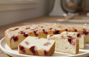 Nadýchaný rybízový koláč s kefírem – jednoduchý hrnkový recept