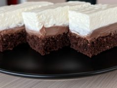 Čokoládové řezy s tvarohovo-pudinkovým krémem a šlehačkou