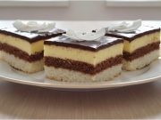 Kokosovo-kakaové řezy se žloutkovým krémem a čokoládovou polevou