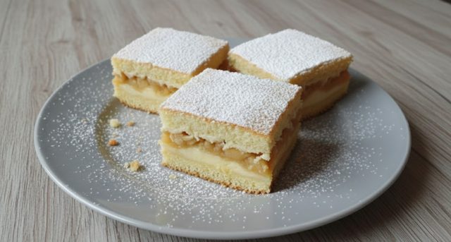 Šťavnatý jablečný koláč s vanilkovým pudinkem – vláčný i druhý den