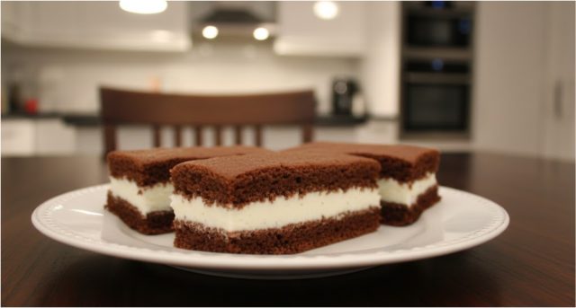 Domácí mléčný řez – jemný kakaový korpus s medovým krémem Domácí mléčný řez – jemný kakaový korpus s medovým krémem