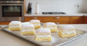 Krémeš z listového těsta s vanilkou a šlehačkou Krémeš z listového těsta se šlehačkou a vanilkovým krémem