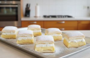 Krémeš z listového těsta s vanilkou a šlehačkou Krémeš z listového těsta se šlehačkou a vanilkovým krémem