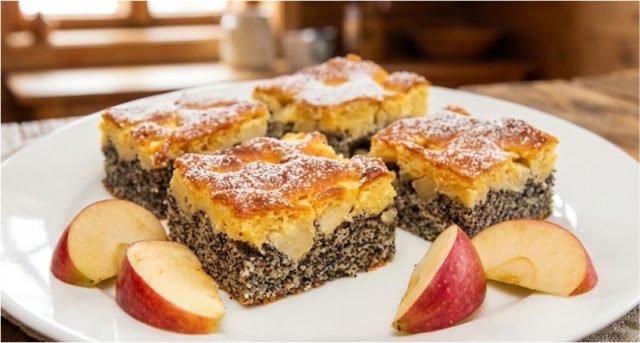 Jablečno-makový koláč z dvoubarevného těsta – jednoduchý moučník ke kávě Jablečno-makový koláč z dvoubarevného těsta – jednoduchý moučník ke kávě