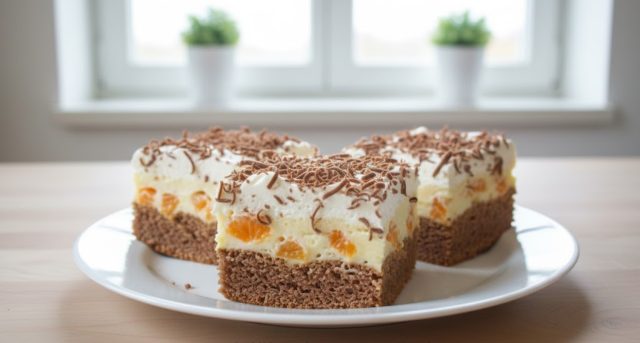 Mandarinkové řezy s tvarohem a ořechovým korpusem – svěží dezert, který mizí z plechu