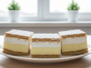 Medové řezy s vanilkovým krémem a šlehačkou – vláčný klasický moučník