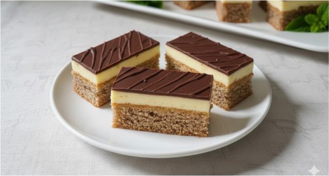 Nanukové řezy s ořechovým korpusem a vanilkovým krémem – retro klasika ke kávě