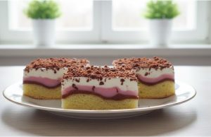 Pudinkové řezy se zakysanou smetanou – mramorová buchta z jednoho plechu