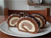 Dvoubarevná roláda s vařeným krémem a čokoládou