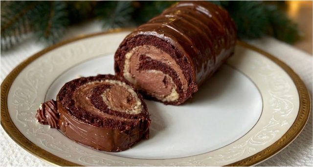Opilý Izidor v roládě – luxusní dezert s ořechy, rumem a čokoládovým krémem