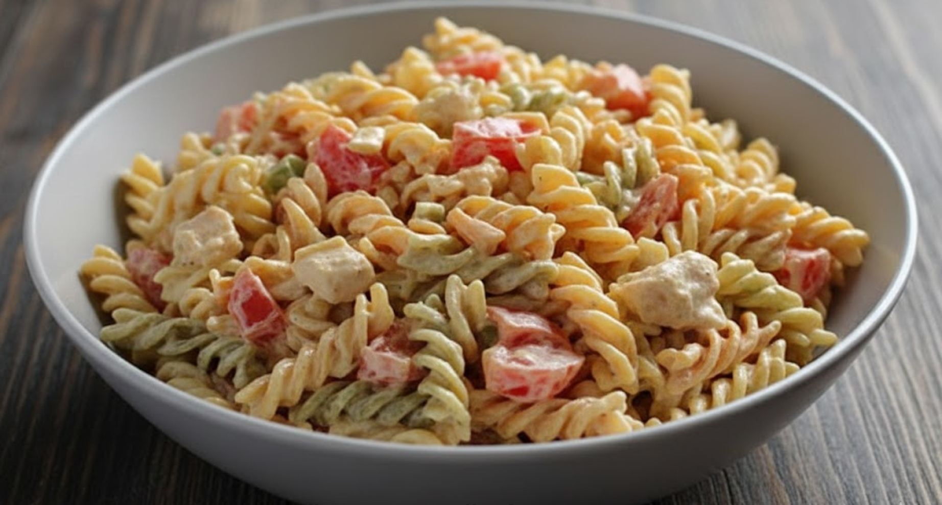 Těstovinový salát s kuřecím masem a jogurtovým dresinkem