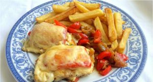 Vepřové plátky zapečené se sýrem a červenou paprikou (šťavnaté a bez vysušení)