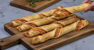 Sýrové tyčinky z listového těsta s prosciuttem: Pohoštění pro každou příležitost! Sýrové tyčinky z listového těsta s prosciuttem: rychlé pohoštění