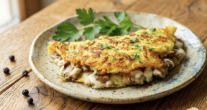 Smažená bramborová placka plněná houbovou směsí a sýrem! Smažený bramborák s houbovou směsí a sýrem: Rychlý a sytý recept z brambor