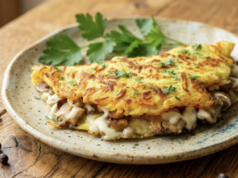 Smažená bramborová placka plněná houbovou směsí a sýrem! Smažený bramborák s houbovou směsí a sýrem: Rychlý a sytý recept z brambor