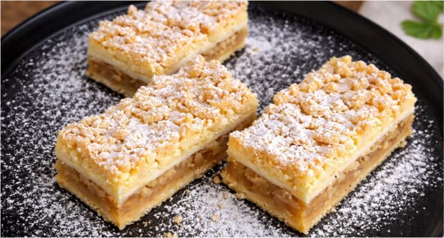 Jablíčka v oblacích – křehký jablečný moučník se sněhovou pusinkou