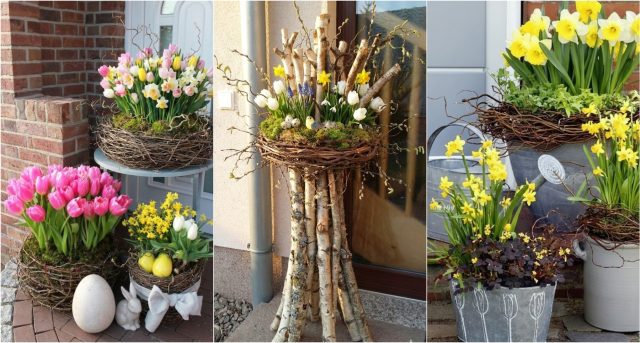 jarní dekorace před vchodové dveře