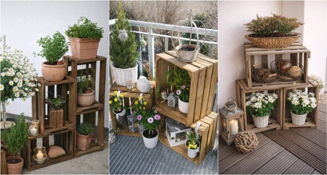 jarní dekorace z bedýnek