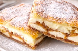 Rychlé jablečno-pudinkové řezy z listového těsta: Vláčná klasika, která nikdy nezklame Jablečno-pudinkové řezy z listového těsta: Rychlý dezert jako od babičky