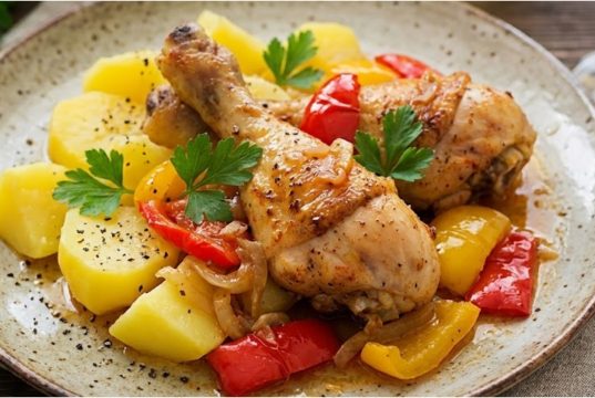 Kuřecí paličky pečené na cibuli, paprice a česneku – šťavnatý oběd s dokonalou šťávou