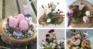 Překrásná jarní dekorace na váš stůl: Využili jsme obyčejný odřezek z kmene stromu!