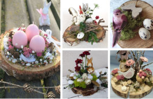 Překrásná jarní dekorace na váš stůl: Využili jsme obyčejný odřezek z kmene stromu!