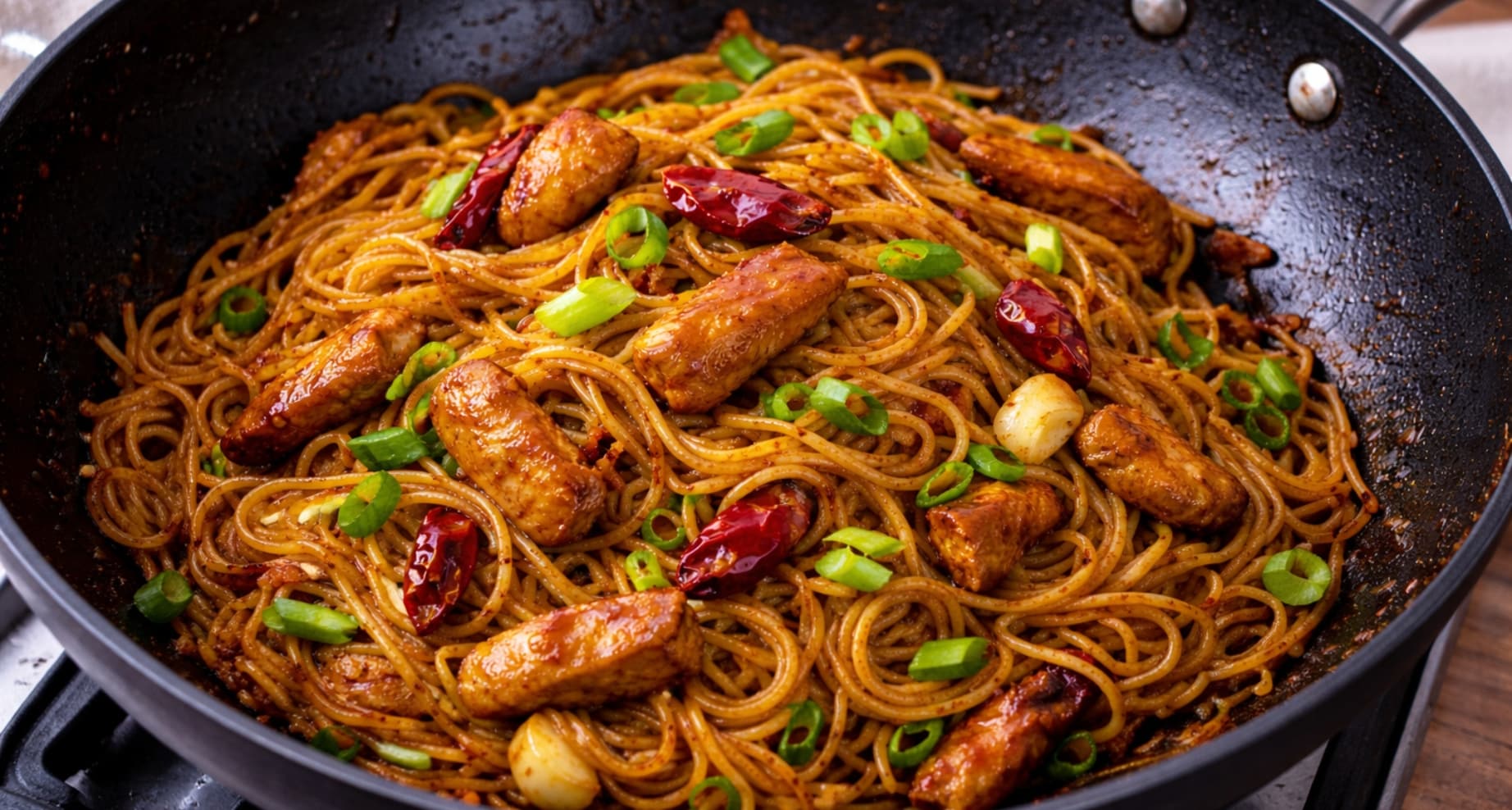 Rychlé čínské nudle s kuřecím masem a zeleninou: Večeře hotová za 15 minut