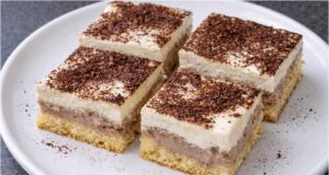 Pudinkový koláč se zakysanou smetanou s názvem čokoládový sen Kakaový koláč s pudinkem, zakysanou smetanou a čokoládou: vláčný dezert z plechu