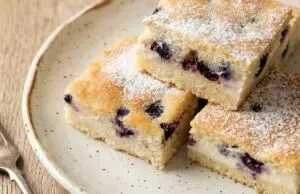 Hrníčkový koláč s tvarohem a borůvkami: Šťavnatá symfonie ze dvou vrstev