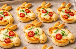 Slaní velikonoční zajíčci z listového těsta: Bleskové pohoštění s mozzarellou a rajčátky