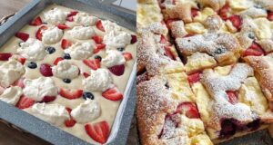 Nadýchaná bublanina s tvarohem a ovocem