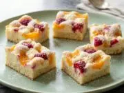 Nadýchaná bublanina s mandarinkami, malinami a tvarohem: Dokonalý moučník na plech