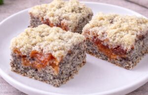 Maková bublanina s meruňkami a švestkami: Vláčný koláč s křupavou drobenkou