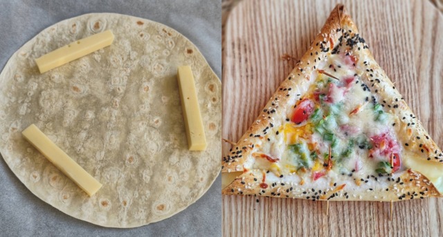 sýrová tortilla s tekutým žloutkem