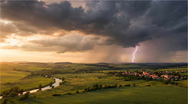 Bouřková oblačnost nad českou krajinou.