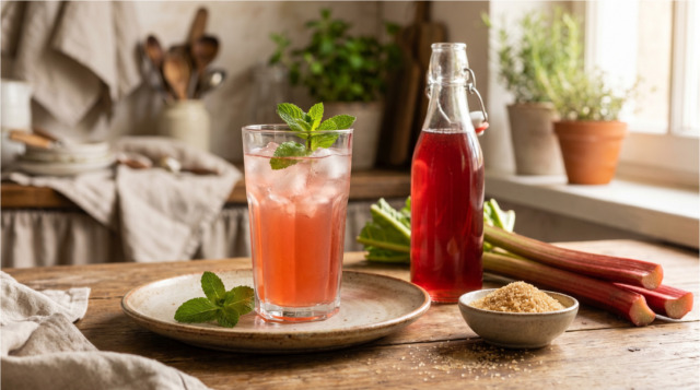 Osvěžující domácí rebarborový sirup s třtinovým cukrem: Ideální pro letní limonády