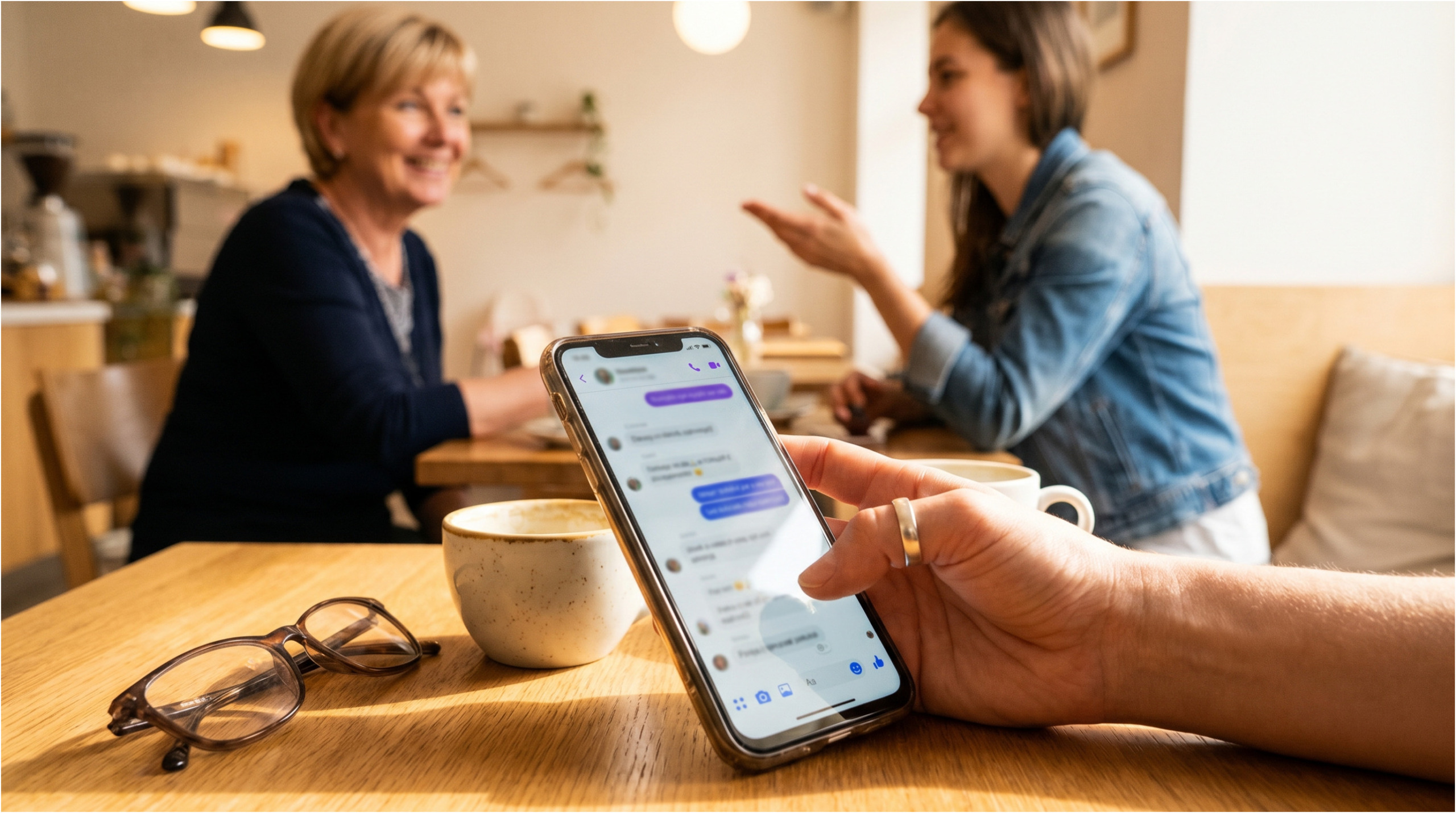 Textová konverzace mezi matkou a dcerou.