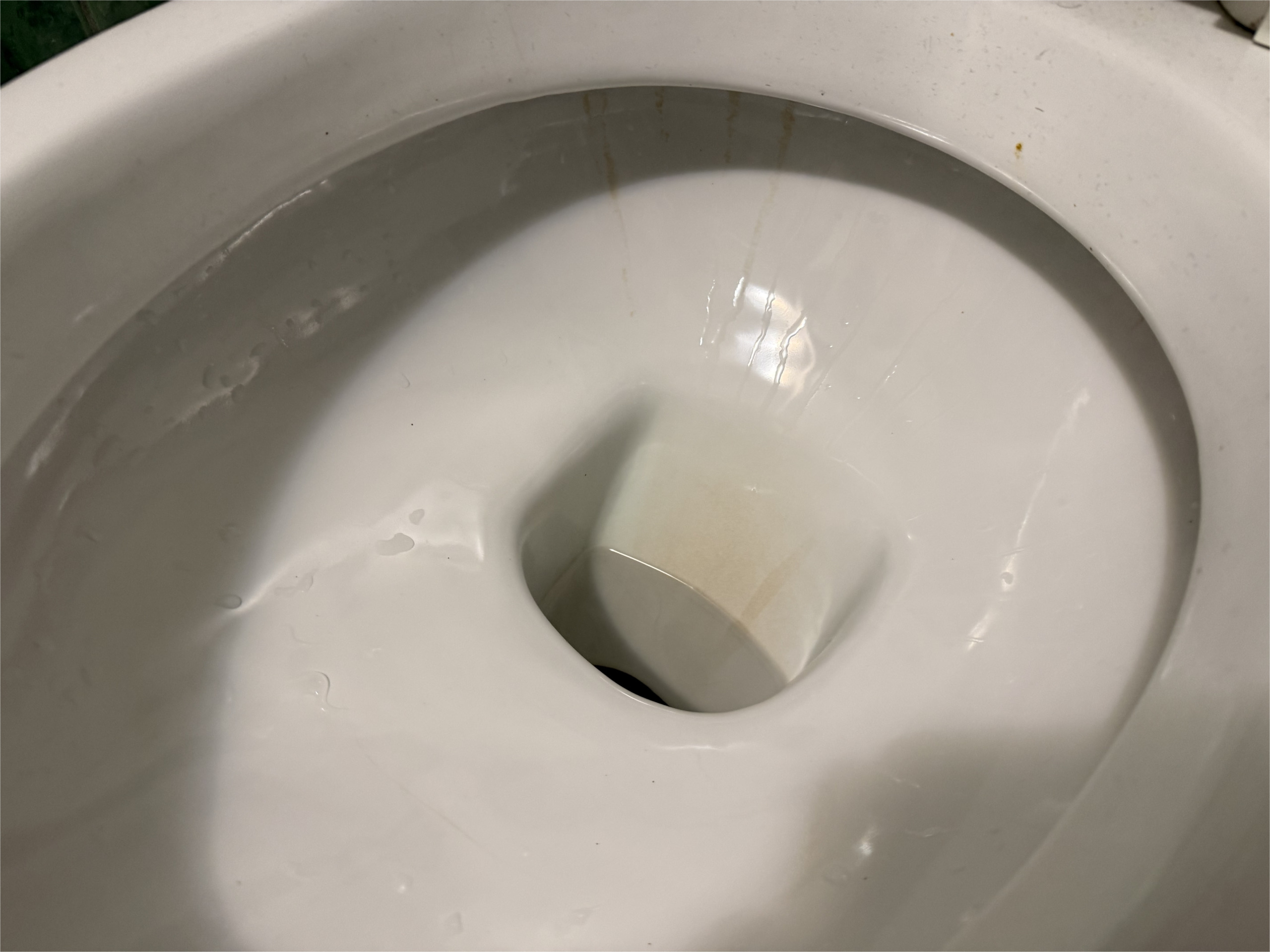 WC mísa s usazeninami okolo odtoku