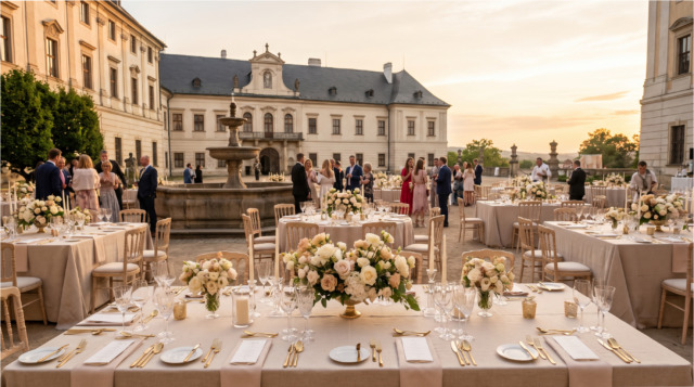 Velkolepá svatba v zámeckém hotelu.